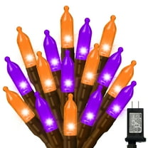 LAMPHOME Orange Purple Halloween String Lights Outdoor, 32.5FT 100 LED Waterproof Christmas Lights with 16 Lighting Modes for Halloween Garden Party Christmas Xmas Tree Lights Decor