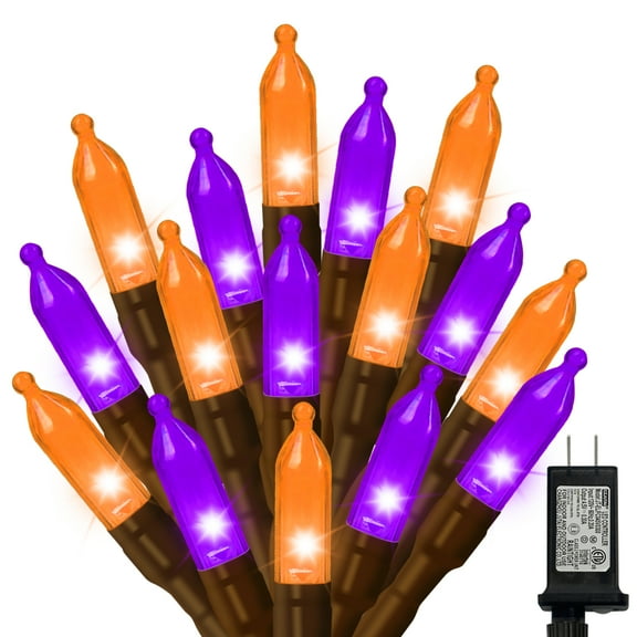 LAMPHOME Orange Purple Halloween String Lights Outdoor, 32.5FT 100 LED Waterproof Christmas Lights with 16 Lighting Modes for Halloween Garden Party Christmas Xmas Tree Lights Decor