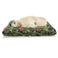 thumbnail image 1 of Tropical Pet Bed, Pastel Hibiscus Bouquets with Banana Palm Leaves Plumeria Frangipani Jungle, Resistant Pad for Dogs and Cats Cushion with Removable Cover, 24" x 39", Red Lime Green, by Ambesonne, 1 of 4