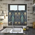 thumbnail image 4 of Yayeee Kitchen Curtains Tier Pair Light Filtering 27"x24" Rod Pocket Short Cafe Window Panel, Navy Blue Peacock Pattern, 4 of 7