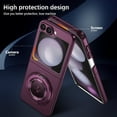 thumbnail image 5 of Magnetic Case for Samsung Galaxy Z Flip 6 Case with Kickstand & Ring Holder, [Compatible with MagSafe Charging] Slim Ultra PC Back Scratch-Resistant Military Grade Shockproof Case, Wine, 5 of 14