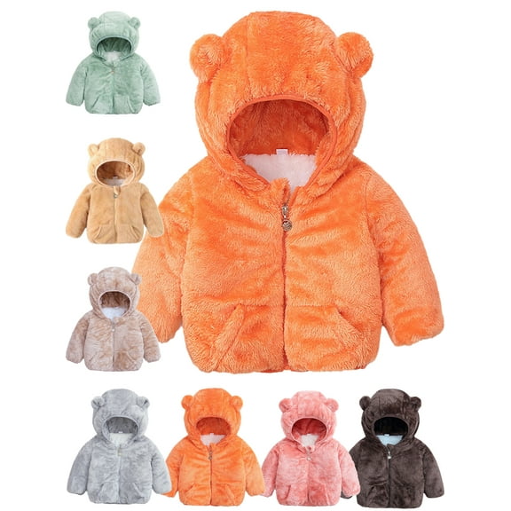 1-6Y Girls Boys Cute Bear Ears Hoodies Jacket Little Child Winter Warm Snowsuit