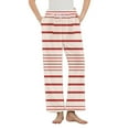thumbnail image 2 of ylioge Womens Fleece Pajama Pants with Pockets and Drawstring Elastic Waist Casual Stripe Printed Straight Leg Thermal Warm Sleepwear Pajamas Pant, 2 of 8