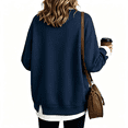 thumbnail image 3 of Women's Crewneck Sweatshirt Layered Hem Pullover Top with Ribbed Cuffs Slouchy Street Style Sweatshirts, XL, 3 of 3