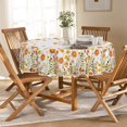 thumbnail image 2 of Fall Tablecloth 70x70 Inch Round, Thanksgiving Autumn Harvest Watercolor Orange Daisy Table Cover for Party Picnic Dinner Decor, 2 of 6