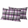thumbnail image 2 of Purple Black Plaid Waterproof Outdoor Pillow Covers 20''x12'' Set of 2, Patio Furniture Cushion Covers for Chairs, Farmhouse Purple Black Checkered Decorative Pillow Cases for Garden/Pool/Beach, 2 of 9