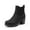 BLACK/PU, variant on Women Fall Chunky-Heel Chelsea Ankle Booties Slip-On Elastic High-Heeled Boots
