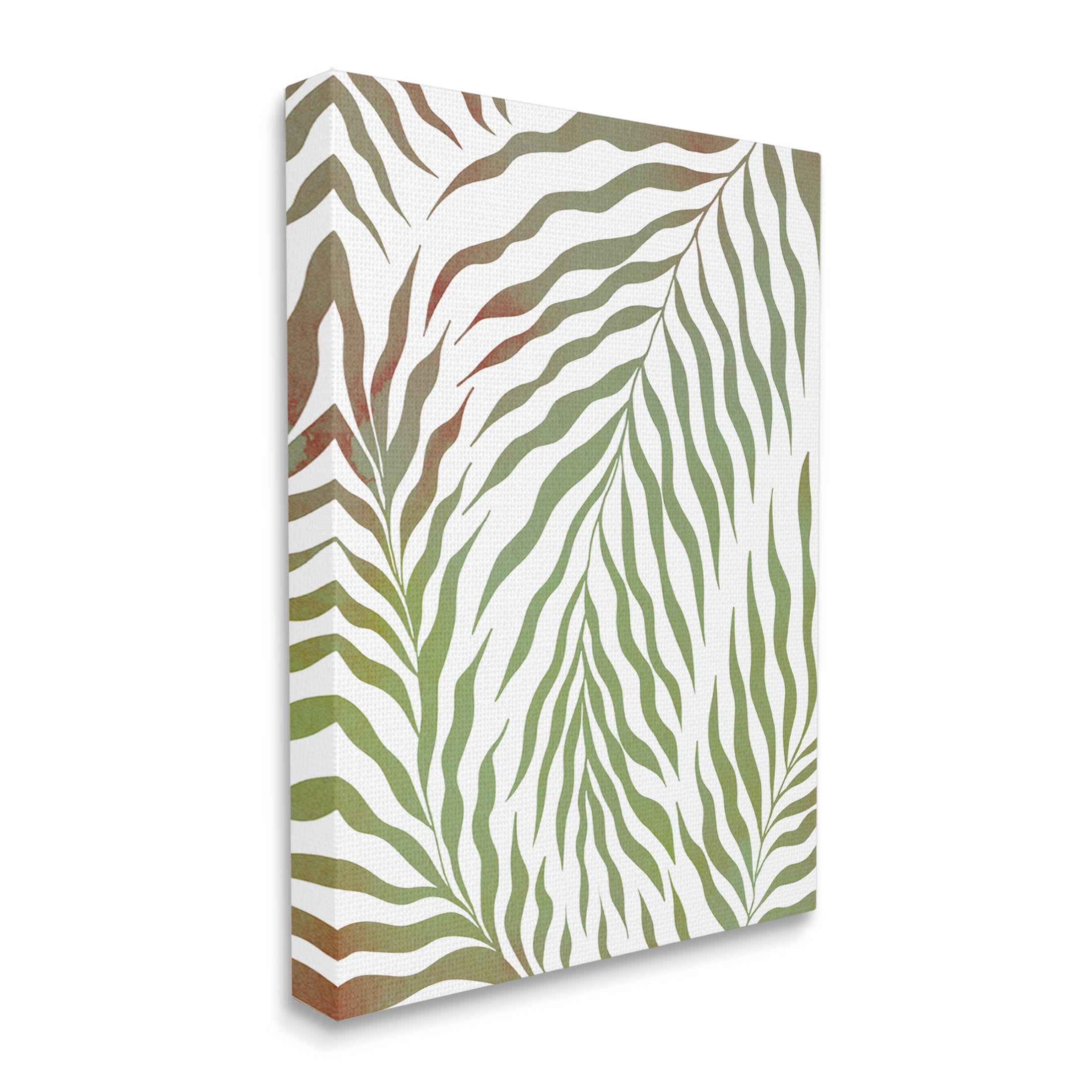 Wavy Green Botanical Leaves Botanical & Floral Graphic Art Gallery Wrapped Canvas Print Wall Art