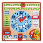 Pidoko Kids All About Today Calendar Board - My First Clock - PreSchool Educational & Learning Wooden Toy | Montessori Graduation Gifts For Toddlers Boys and Girls 3 Year Olds +