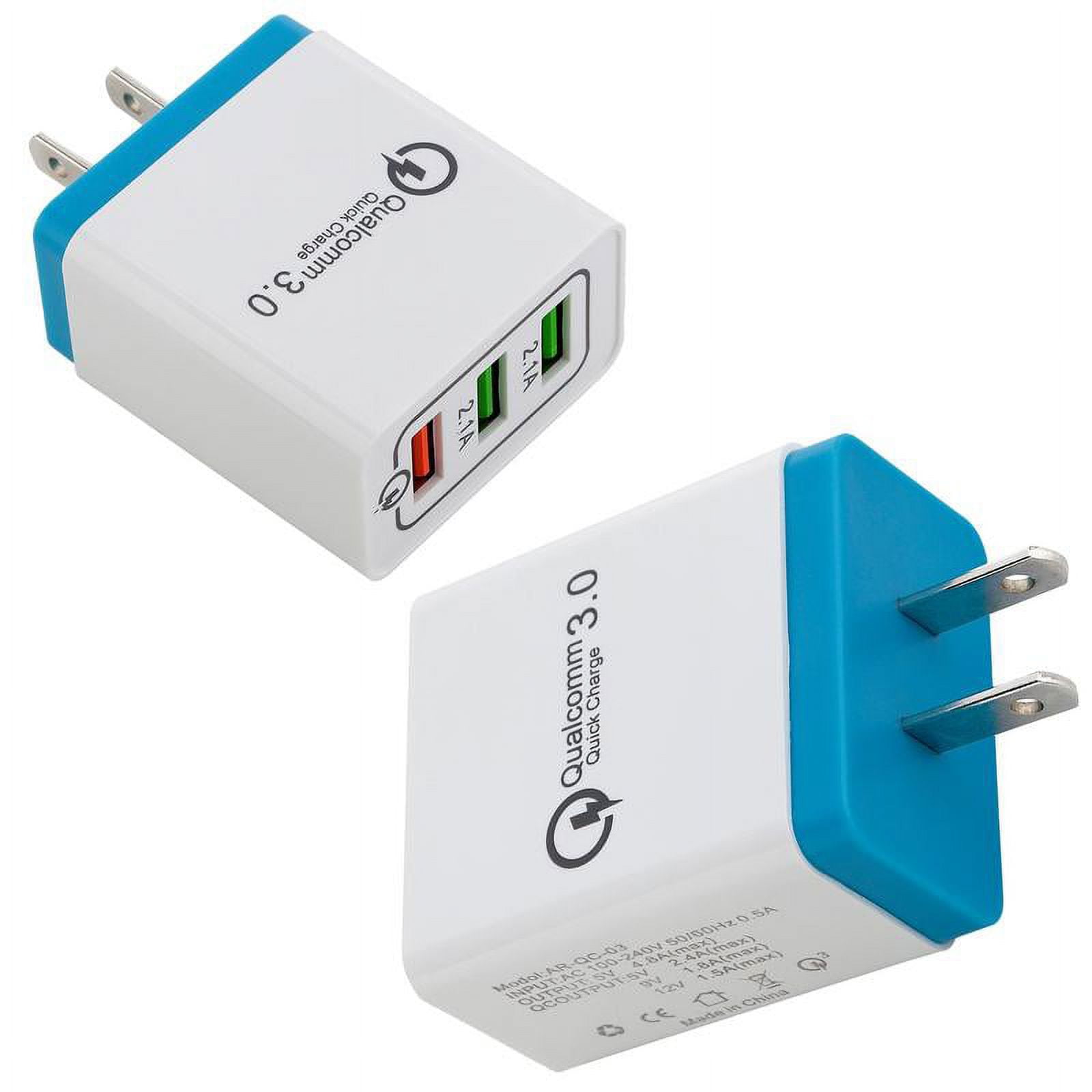 3-Port Quick Charge USB Wall Charger, FREEDOMTECH QC 3.0 USB Wall Charger Fast Qualcomm for iPhone X 8 Plus Samsung Galaxy Note 8, S8, S8 Plus, S7 S6 Edge+, Note 5/4/3, LG G5, G6 V20 Nexus 6, HTC 10