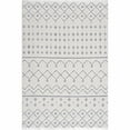 thumbnail image 2 of Hauteloom Broadway Collection Living Room Area Rug - Moroccan Trellis Farmhouse - High Low Fringe Carpet - White, Cream, Gray - 5'3" x 7'3", 2 of 6