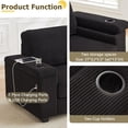 thumbnail image 3 of Tabaray 86.5" Living Room Sofa Couch, Modern 3 Seat Comfy Couch with Extra Deep Seats, Oversized Loveseat Sofa with Storage and 2 USB Ports, 2 Cup Holders, Corduroy Upholstered Sofa (Black), 3 of 6