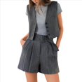 thumbnail image 3 of Conjuntos de Dos Piezas para Mujer, Verano 2025, Ropa Informal, Sin Mangas, con Botones, Chaleco y Pantalones Cortos, Conjuntos de Estar por Casa. Gris Oscuro L, 3 of 8