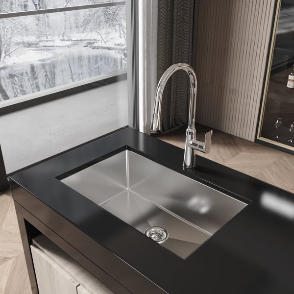 Stainless Steel Kitchen Sink, 30″x19″ Drop In Single Bowl, Undermount Handmade Sink in Brushed Nickel, with US Standard Drain and Hook