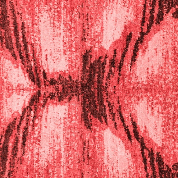 Ahgly Company Machine Washable Indoor Square Abstract Red Modern Area Rugs, 8' Square
