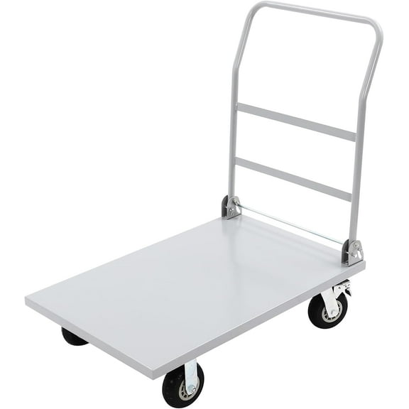 Heavy Duty Flatbed Cart, 2200LB Folding Push Cart Dolly, 36 x 24in Furniture Cart with 360 Degree Swivel Wheels, Large Flatbed Cart Platform Hand Dolly for Groceries, Garage, Warehouse