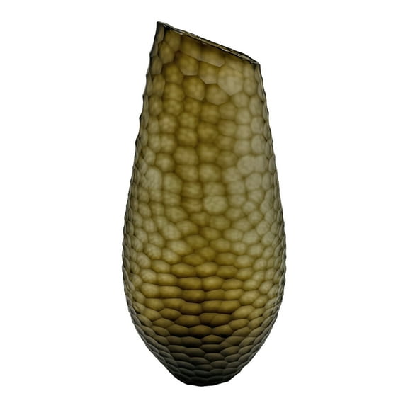 Decorative Handmade Glass Flower Vase in Brown, 18.5