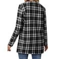 thumbnail image 6 of HUBERY Women Open Front Long Sleeve Houndstooth Plaid Print Cardigan, 6 of 7
