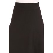 Women's Casual Solid Flare A-line Long Skirt with Elastic Waistband