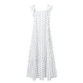 thumbnail image 3 of Women Spaghetti Strap Sleeveless Dress Summer Polka Dot Ruffled Beach Dresses Loose Long Maxi Swing Sundress, 3 of 6