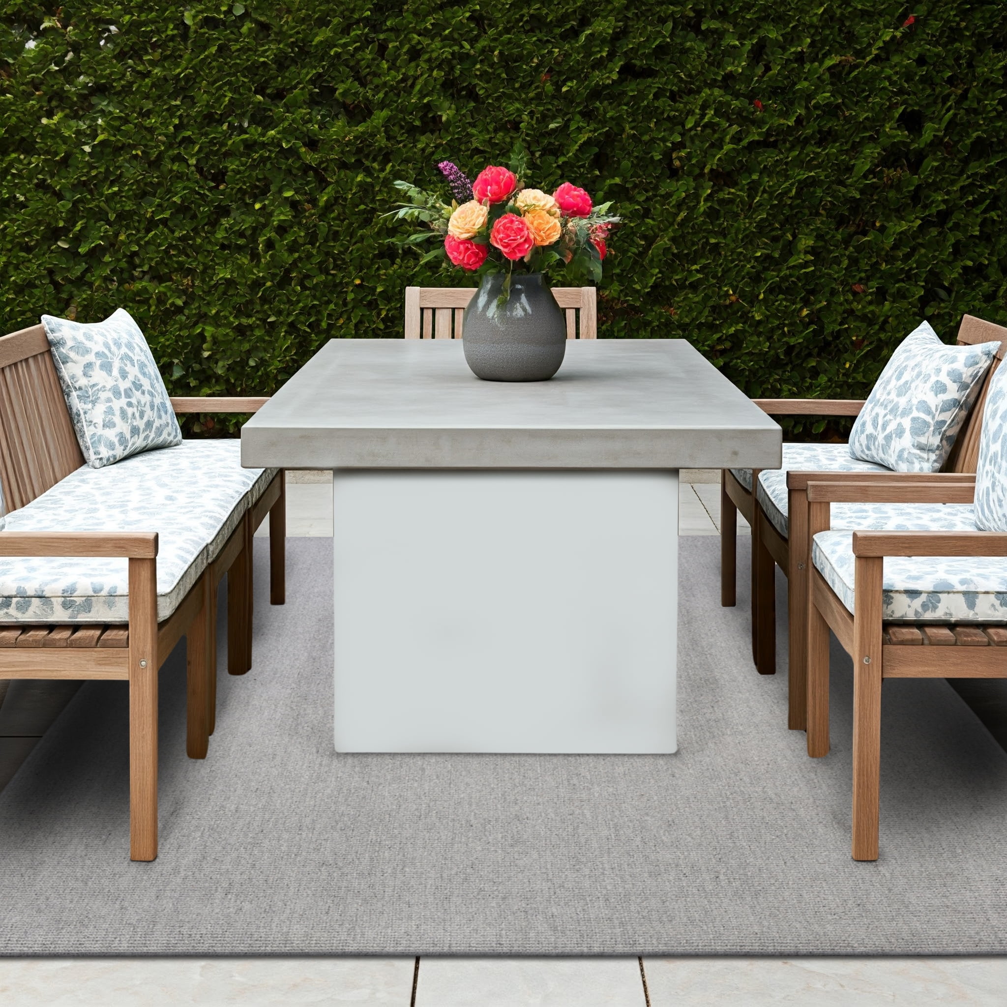 Delara Light Grey 6' x 9' Indoor Outdoor Area Rug, Non-Shedding, Hose Washable, Easy Clean