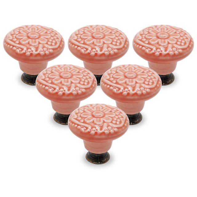 6 uds. Perillas de gabinete rosa, perillas de tocador de cerámica Retro, perillas de cajón de 34mm/1,3 ", perillas de puerta, tiradores de cajón, manijas de tocador