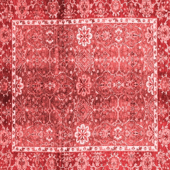 Ahgly Company Machine Washable Indoor Square Oriental Red Traditional Area Rugs, 3' Square