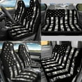 thumbnail image 3 of KUIFORTI Gray US Flag Automobile Seat Covers Set of 12 Car Center Console Cover Steering Wheel Cover Seat Belt Pads Wristlet Keychain Car Cup Coasters Fit for Cars Sedan SUV, 3 of 7