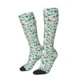 thumbnail image 2 of JUNZAN Fun Novelty Knee Warmer High Socks-Floral In Teal, 2 of 8