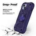 thumbnail image 3 of Nalacover Heavy Duty Case for iPhone 15 Plus, Military Grade Ring Holder Kickstand Rugged PC Soft TPU Shockproof Cover Magnetic Car Mount Triple Layers Colors Design Case, Darkpurple, 3 of 6