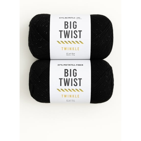 Big Twist Twinkle Yarn Bundle- 2 Pack Black
