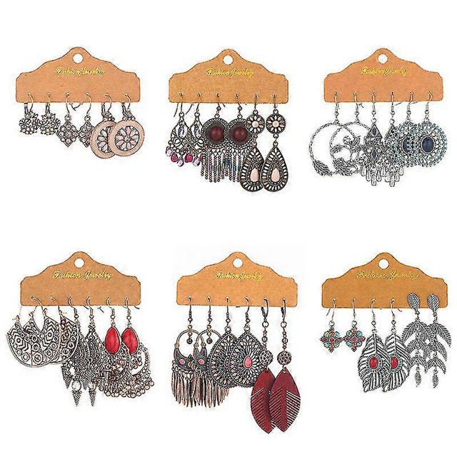 Pendientes colgantes de hojas de cristal multicolor de moda 2023 para mujer Boho Vin--|Código de modelo 5703