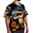 thumbnail image 2 of Crocodile Starry Sky Sunflower Men's Short Sleeve Hawaiian Poplin Shirt, Casual Printed Button Down Summer Beach Shirts - Unisex, 2 of 6