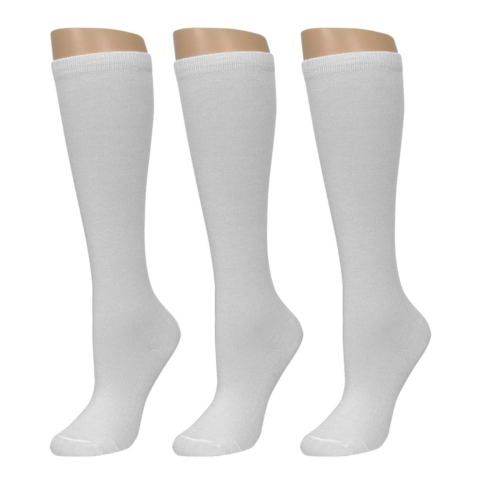 AllTopBargains - 3 Pairs Knee High Uniform School Soccer Socks Womens ...