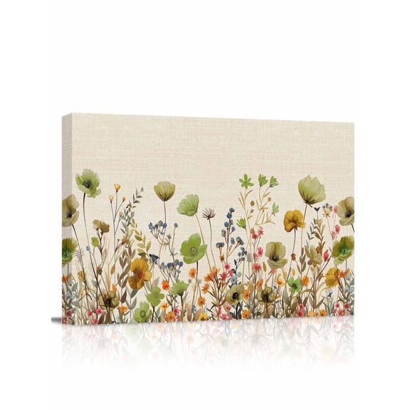 Sage Green Yellow Spring Floral Wall Art for Living Room,Canvas Picture Wall Decor for Bathroom Bedroom,Watercolor Botanical Summer Flowers Painting Artwork for Office Hallway Dining Room 20"x24"