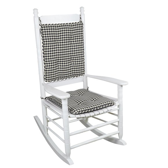 Klear Vu Porch - Juego De Cojines Para Silla Mecedora Para Uso En Interiores Y Exteriores, Ensamblados En Los Ee. Uu., Fáciles De Limpiar, Elegantes Cojines Para Asiento Y Respaldo Con Lazos De Tela,