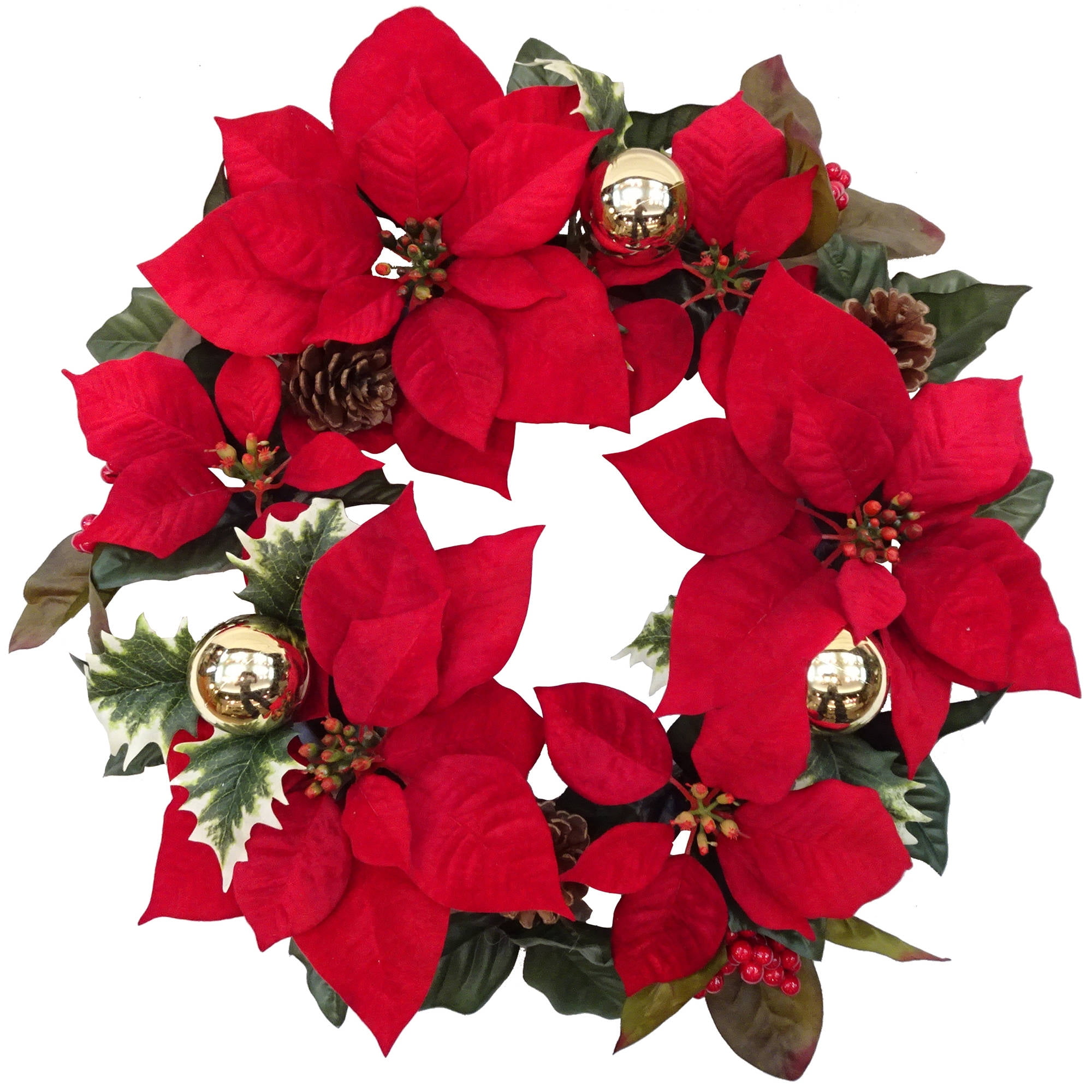 Holiday Time Christmas Decor 18 Red Poinsettia Wreath Walmartcom