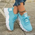 thumbnail image 3 of Knit Mesh Sneakers for Women Casual Thick Sole Cushioning Running Shoes Breathable Lace up Tennis Shoes Slip on Loafers Blue Size 9, 3 of 7