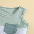 thumbnail image 5 of 2Pcs Infant Baby Boy Casual Summer Outfit Set Sleeveless Patchwork Tank Tops Solid Drawstring Shorts with Pockets, 5 of 5