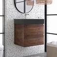 thumbnail image 2 of Alice 24" Wall Mounted Floating Bathroom Vanity in Walnut with Black Basin, 2 of 10