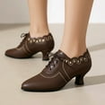 thumbnail image 2 of Womens Vintage Oxfords Ankle Booties Dress Shoes Fashion Casual Leather Pointed Toe Wingtip Kitten Heels Short Boots, 2 of 6