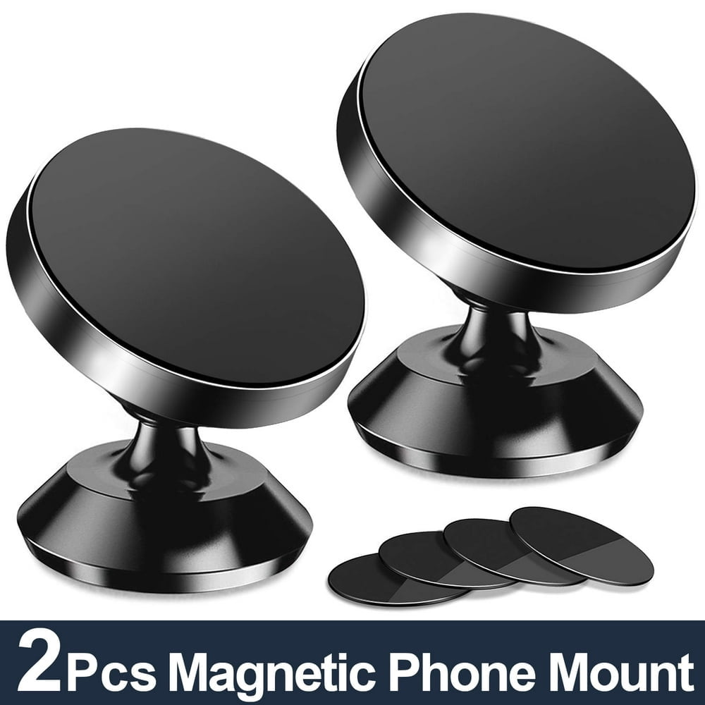 HLONK 2 pack Magnetic Phone Car Mount Universal Dashboard Cell Phone Holder for Car Compatible with All Smartphones (Black)