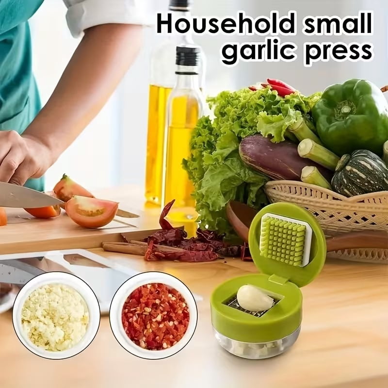 Heavy Duty Garlic Press and Chopper - Manual press, easy to clean, compact design for home kitchen use