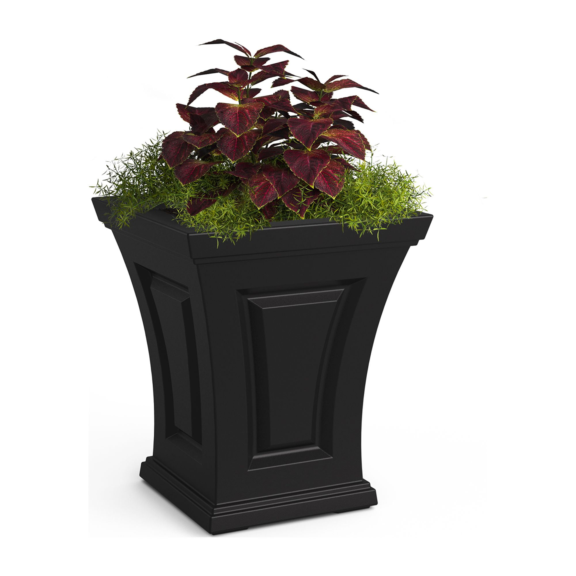 Mayne Cambridge 15"x 15"x 18" Tall Square Black Self-Watering Polyethylene Planter
