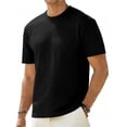 thumbnail image 5 of Men's T-Shirt Casual Solid Color Crewneck Short Sleeve Pullover Textured Knit Lightweight Tee, 5 of 5
