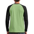 thumbnail image 4 of WTOBBY Men's Round Neck Color Block Raglan Long Sleeve T-Shirt Top Contrast Casual Shirt for Everyday Wear and Stylish Outfits,Light Green L, 4 of 6