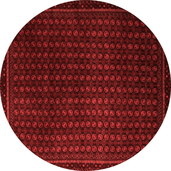 Ahgly Company Indoor Round Abstract Red Modern Area Rugs, 7' Round