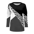 thumbnail image 4 of Femmes Automne Hiver Col Rond Col Rond Manches Longues T-Shirt Haut Poche Poche Intérieure Blouse à Manches Longues, 4 of 4