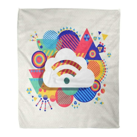 LADDKE Flannel Throw Blanket Fun RSS Feed Cloud Computing Colorful Vibrant Geometry Shapes Soft for Bed Sofa and Couch 50x60