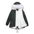 thumbnail image 1 of Chaqueta de algodón de talla grande para mujer, de longitud media y larga, con forro polar, chaqueta de invierno cálida y holgada para mujer con cuello de piel, 1 of 6